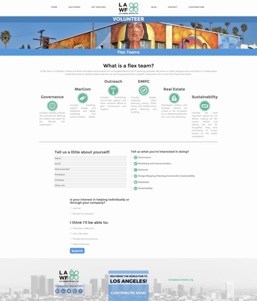 Los Angeles World's Fair volunteer page - desktop screen shot