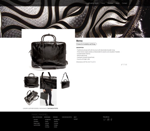 Marc Marmel product page - desktop screen shot